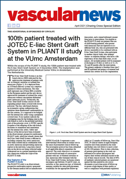 Vascularnews, PLIANT II study E-liac, 2021